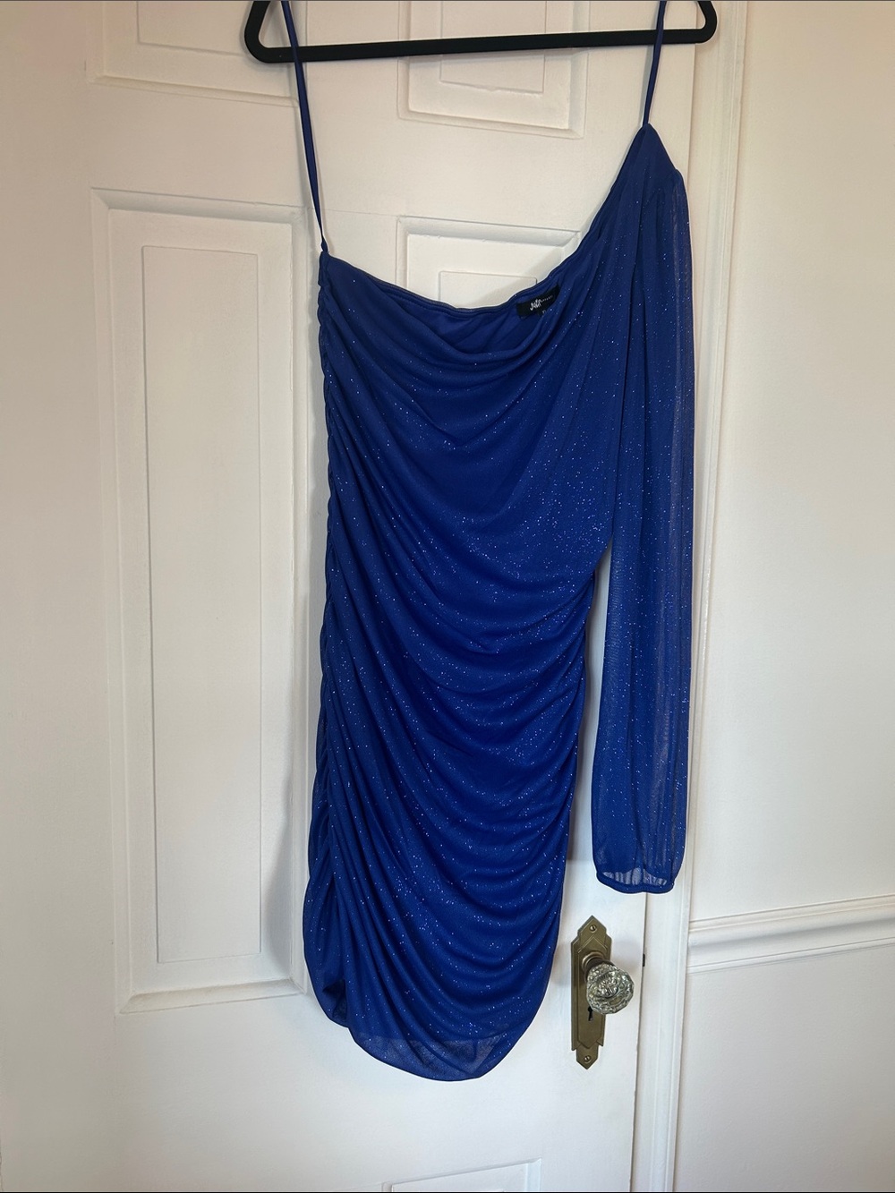 Jump Cobalt Blue One-Shoulder Ruched Mini Dress